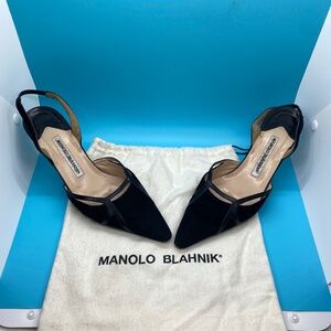 Manolo Blahnik Vintage Suede Slingback Pumps